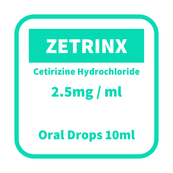 ZETRINX Cetirizine Hydrochloride 2.5mg / ml Syrup (Oral Drops) 10ml