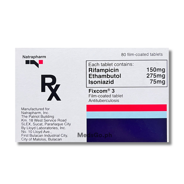 FIXCOM 3 Rifampicin / Ethambutol / Isoniazid 150mg / 275mg / 75mg - 1 ...