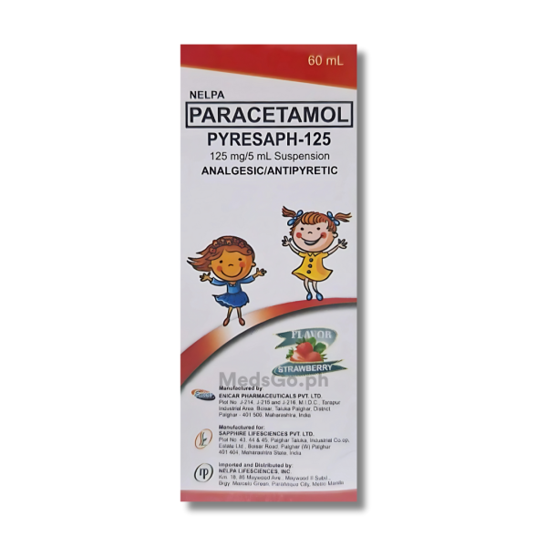Image of PYRESAPH-125 PARACETAMOL 125MG / 5ML SUSPENSION 60ML STRAWBERRY