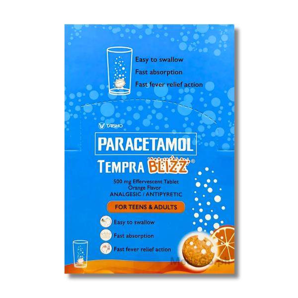 Image of TEMPRA BLIZZ PARACETAMOL 500MG - 1 EFFERVESCENT TABLET ORANGE