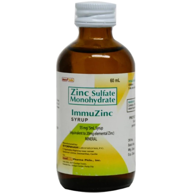 IMMUZINC Zinc Sulfate Monohydrate 27.5mg / mL Syrup (Oral Drops) 60mL