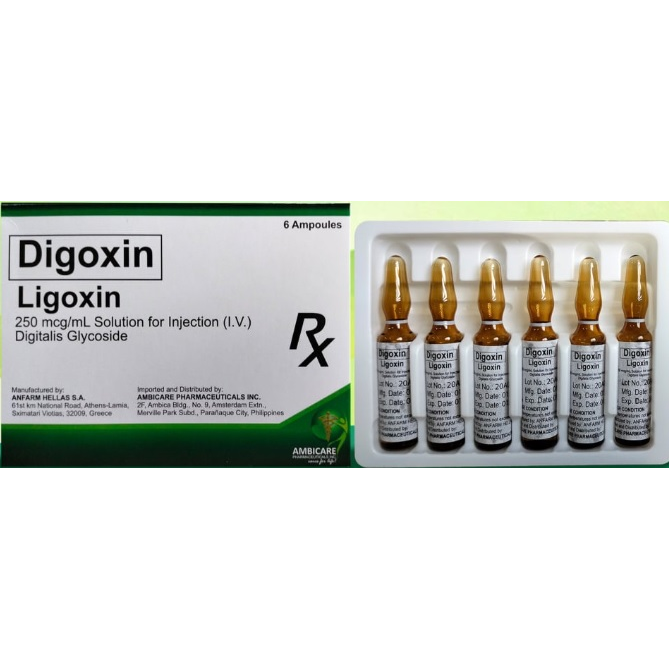 LIGOXIN Digoxin 250mcg / mL Solution for IV Injection 2mL 6's price in ...