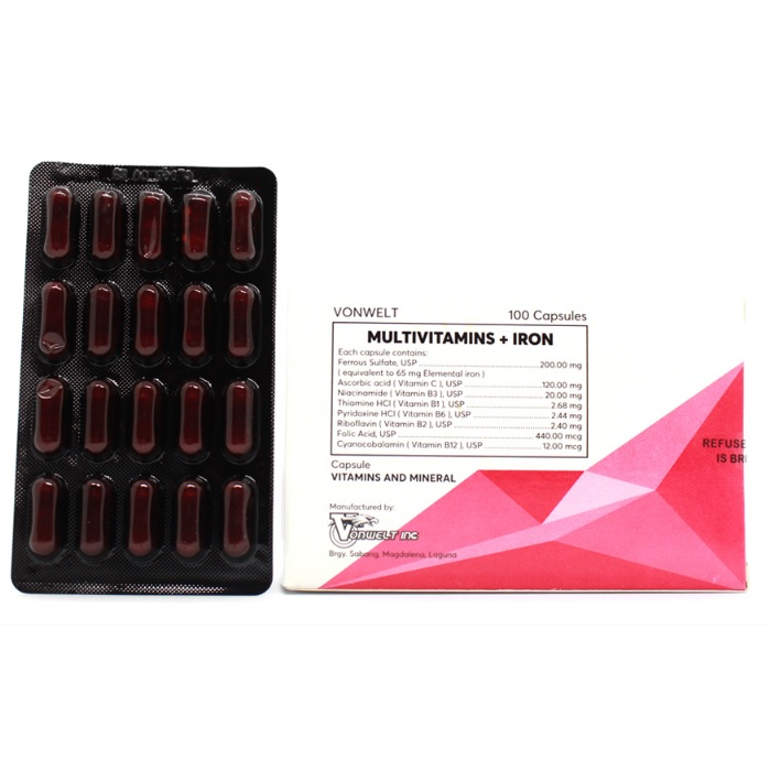 VONWELT Multivitamins / Iron Capsule 100's price in the Philippines