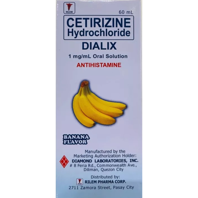 DIALIX Ceterizine Hydrochloride 1mg / mL Oral Solution 60mL Banana ...