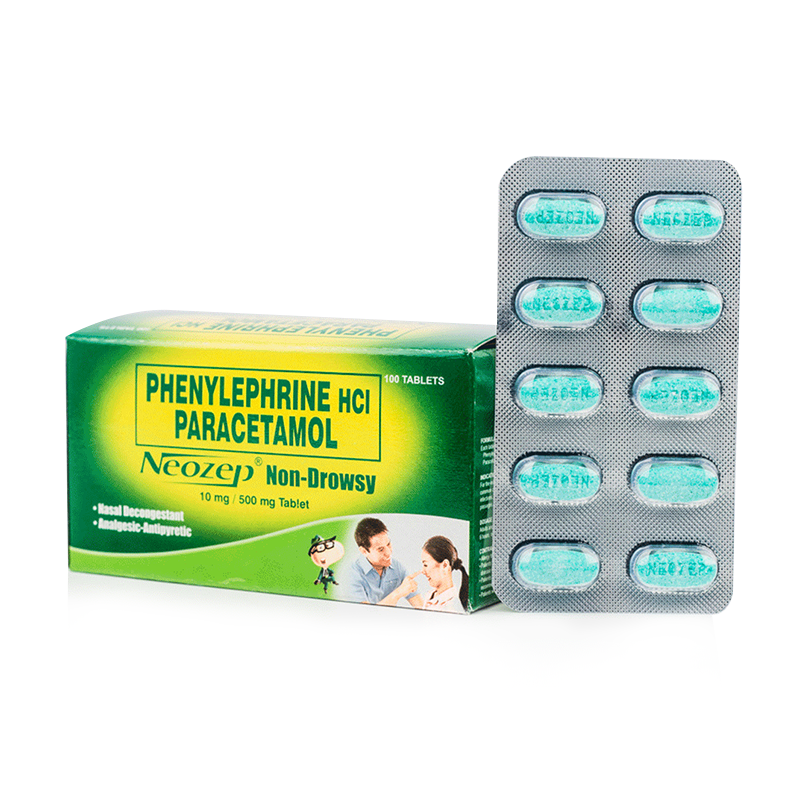 NEOZEP NONDROWSY Phenylephrine Hydrochloride / Paracetamol 10mg / 500mg Tablet 100's price in