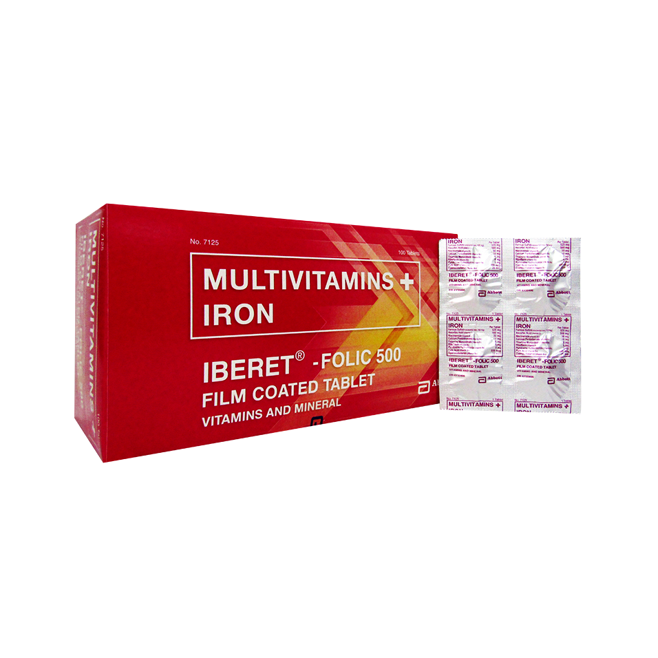IBERETFOLIC 500 Multivitamins / Iron FilmCoated Tablet 100's price in the Philippines MedsGo