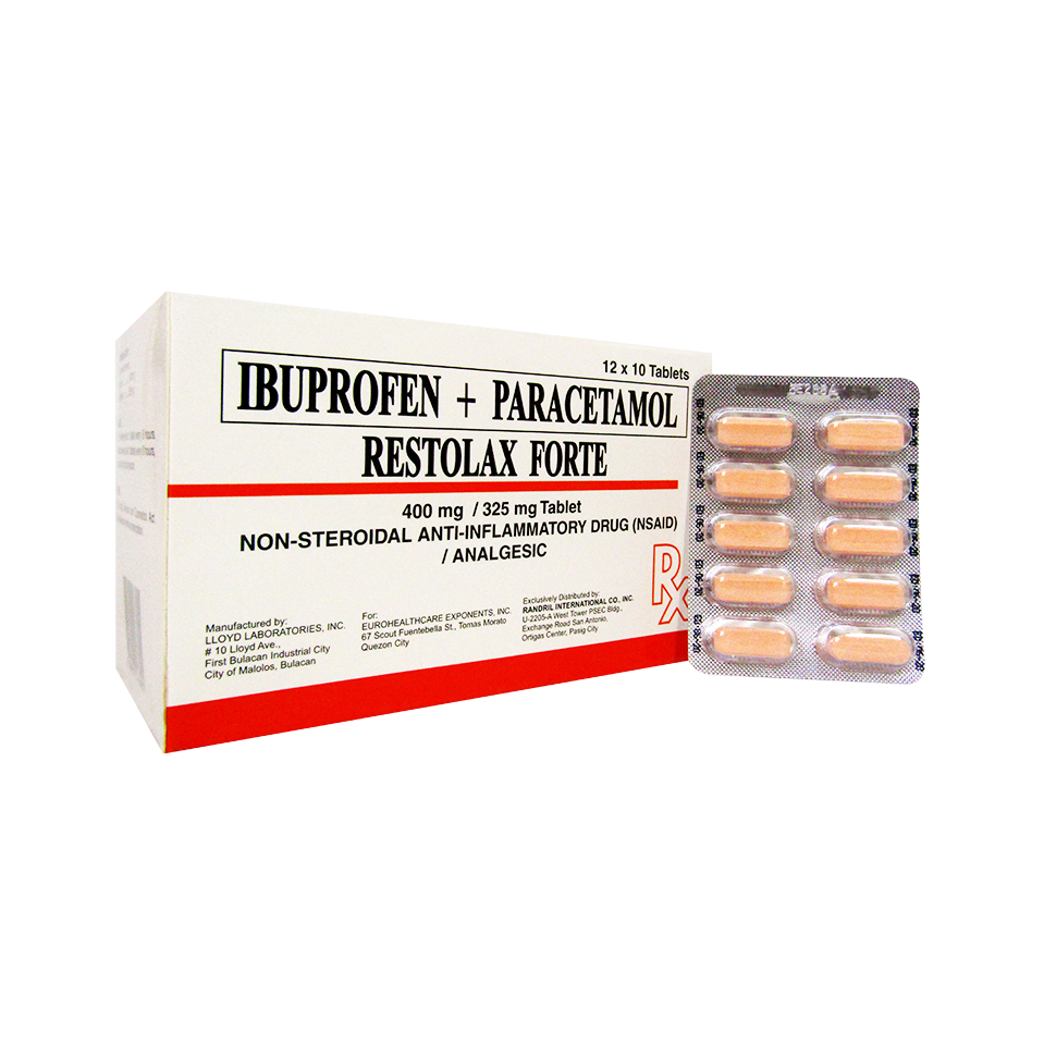 RESTOLAX FORTE Ibuprofen / Paracetamol 400mg / 325mg Tablet 1's price