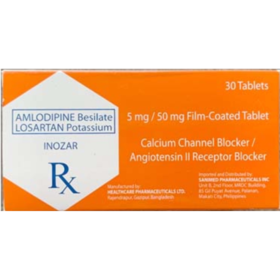 INOZAR Amlodipine Besilate / Losartan Potassium 5mg / 50mg Film-Coated ...